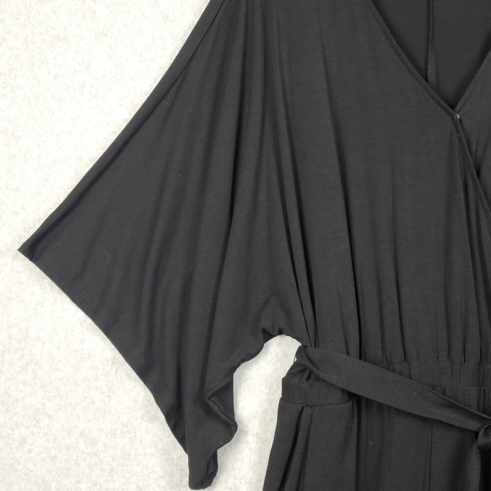 Garnet Hill Prato Knit Boatneck Kimono Sleeve Wide Leg Jumpsuit Black Medium NEW - Picture 3 of 13